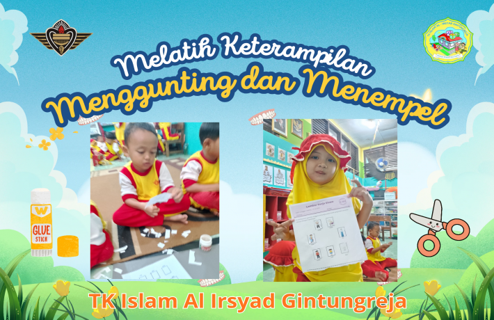 Serunya belajar menggunting dan menempel foto Anggota keluarga 